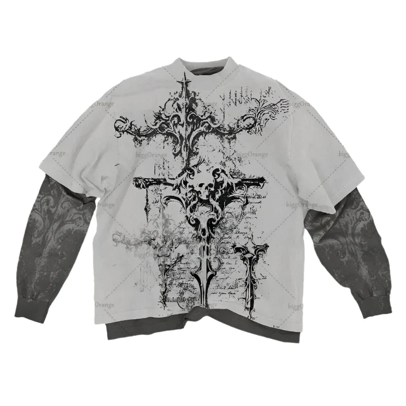 WHITE CRUCIFIX LONG SLEEVE TEE