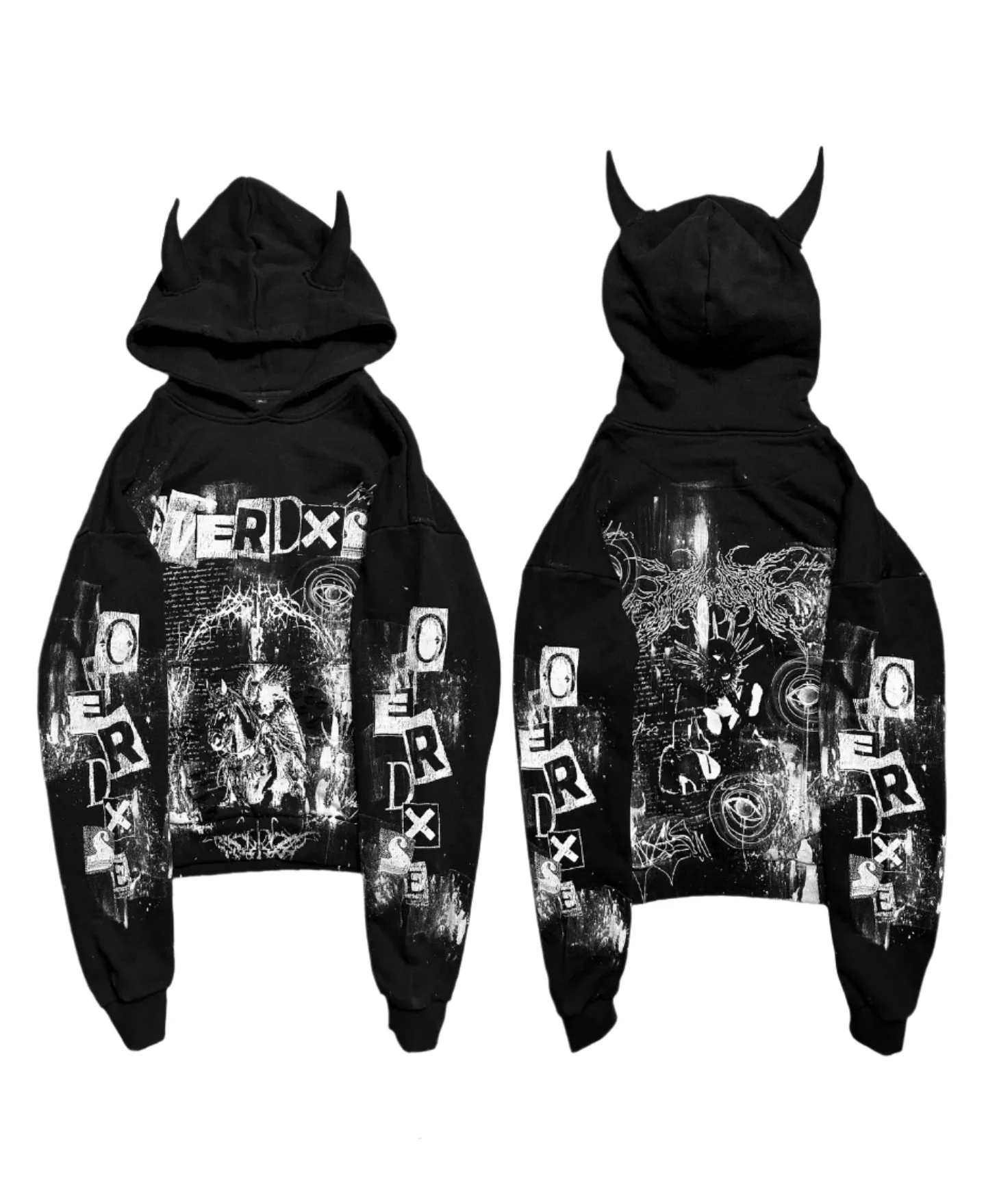 OVERDXSE HORNED BLACK HOODIE