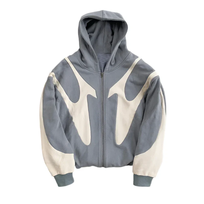 GREY ABSTRACT ZIP UP