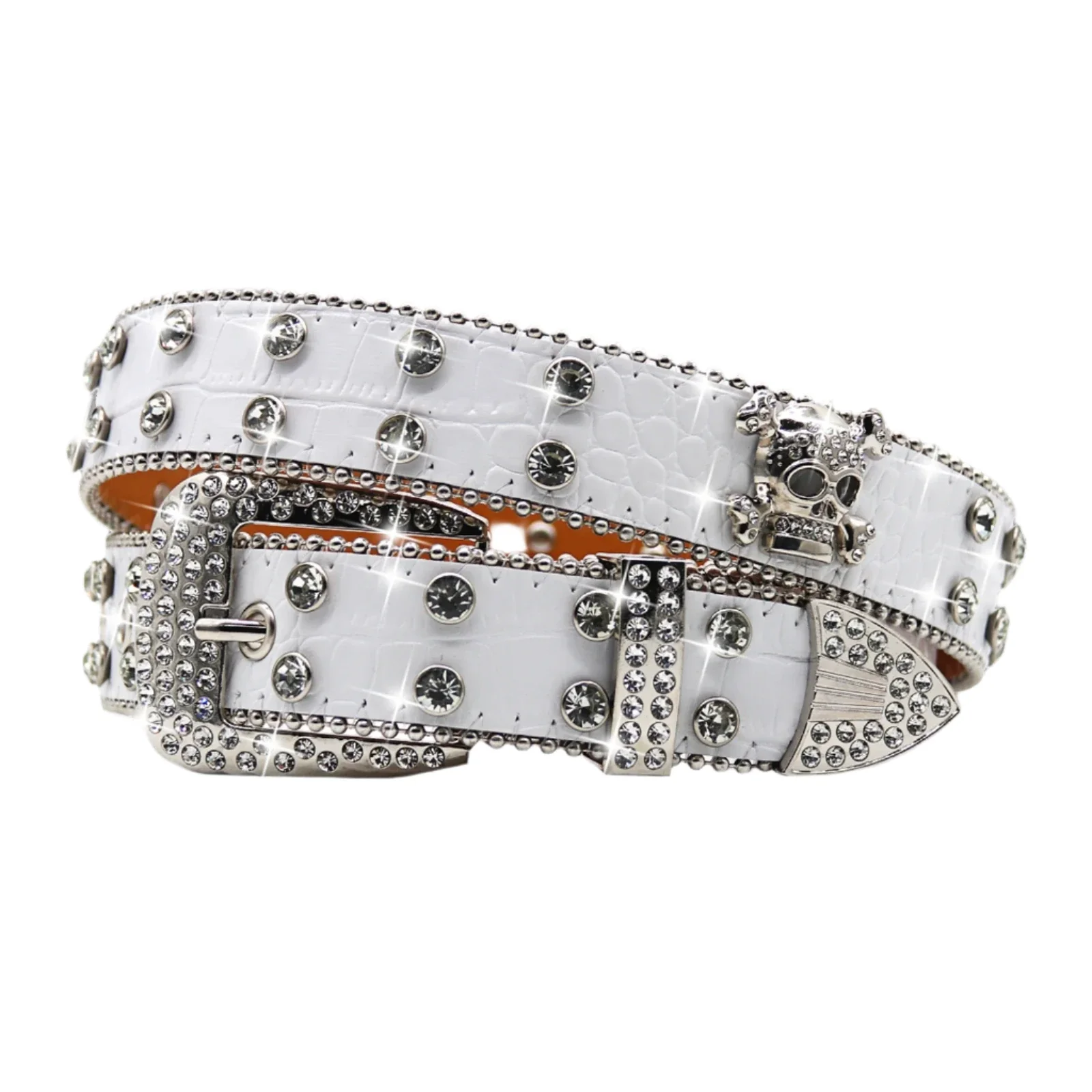 WHITE LUXURY STUDDED BELT