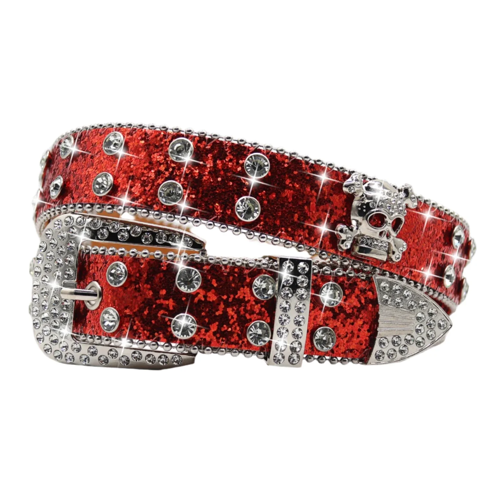 RED LUXURY STUDDED BELT