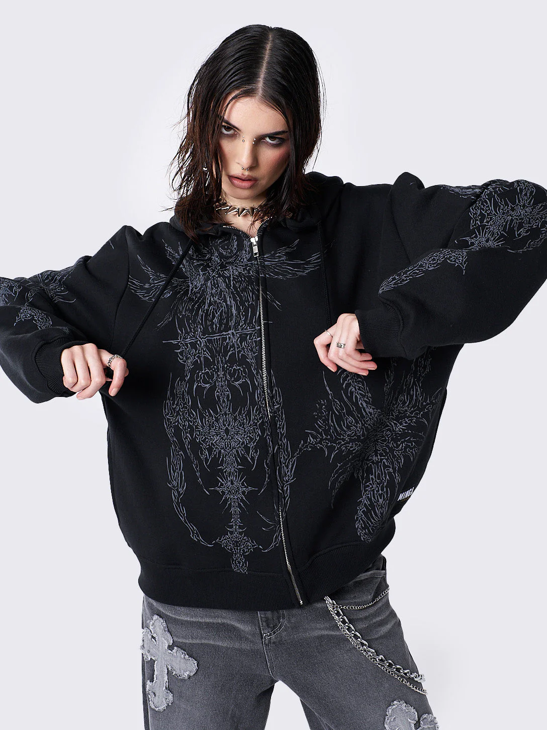 Minga Enigmatic Black Zip Up Hoodie
