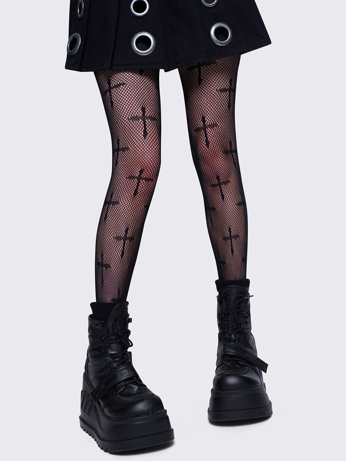 Minga Cross Diamond Fishnet Tights