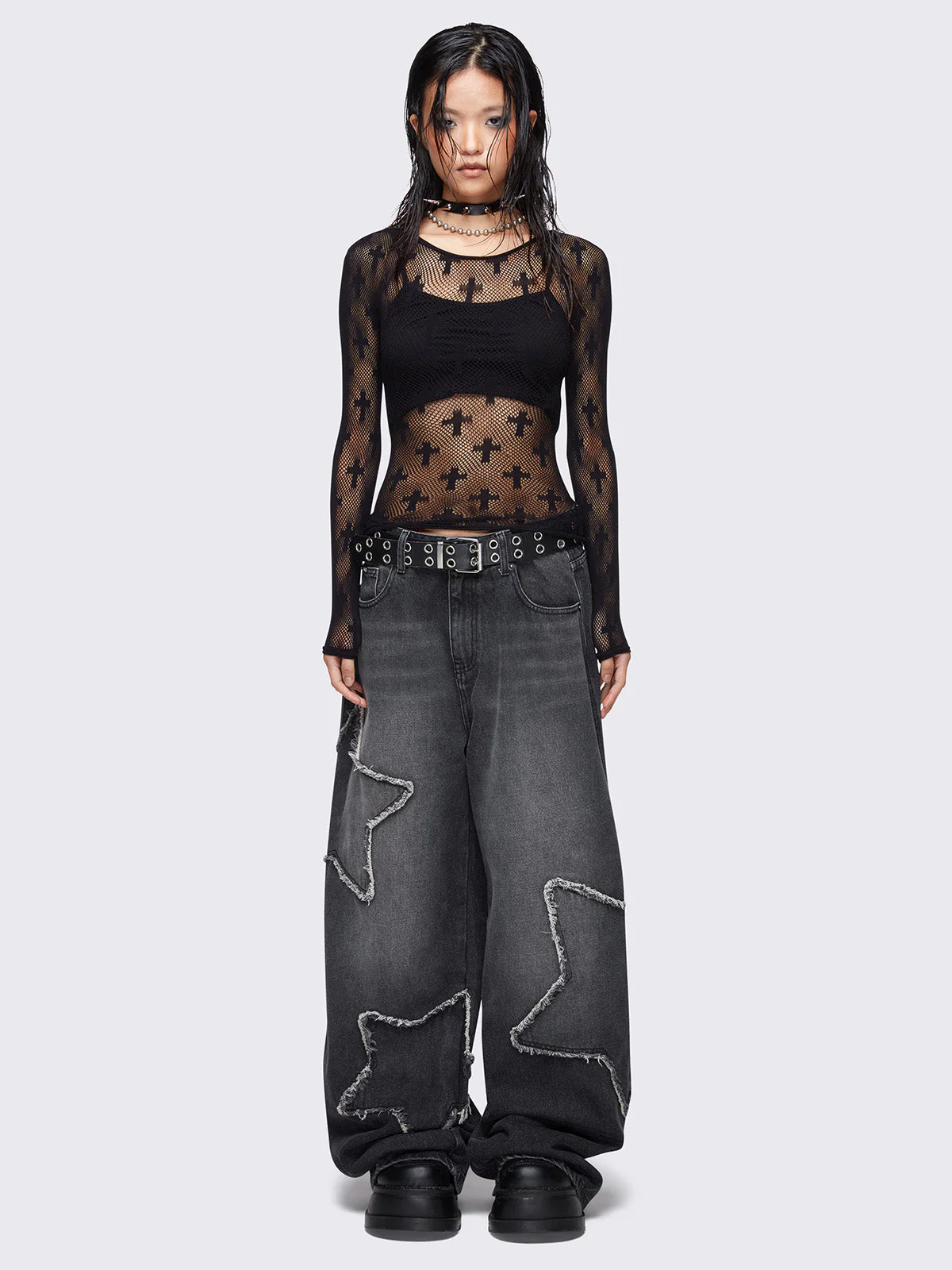 Minga Starburst Black Baggy Jeans