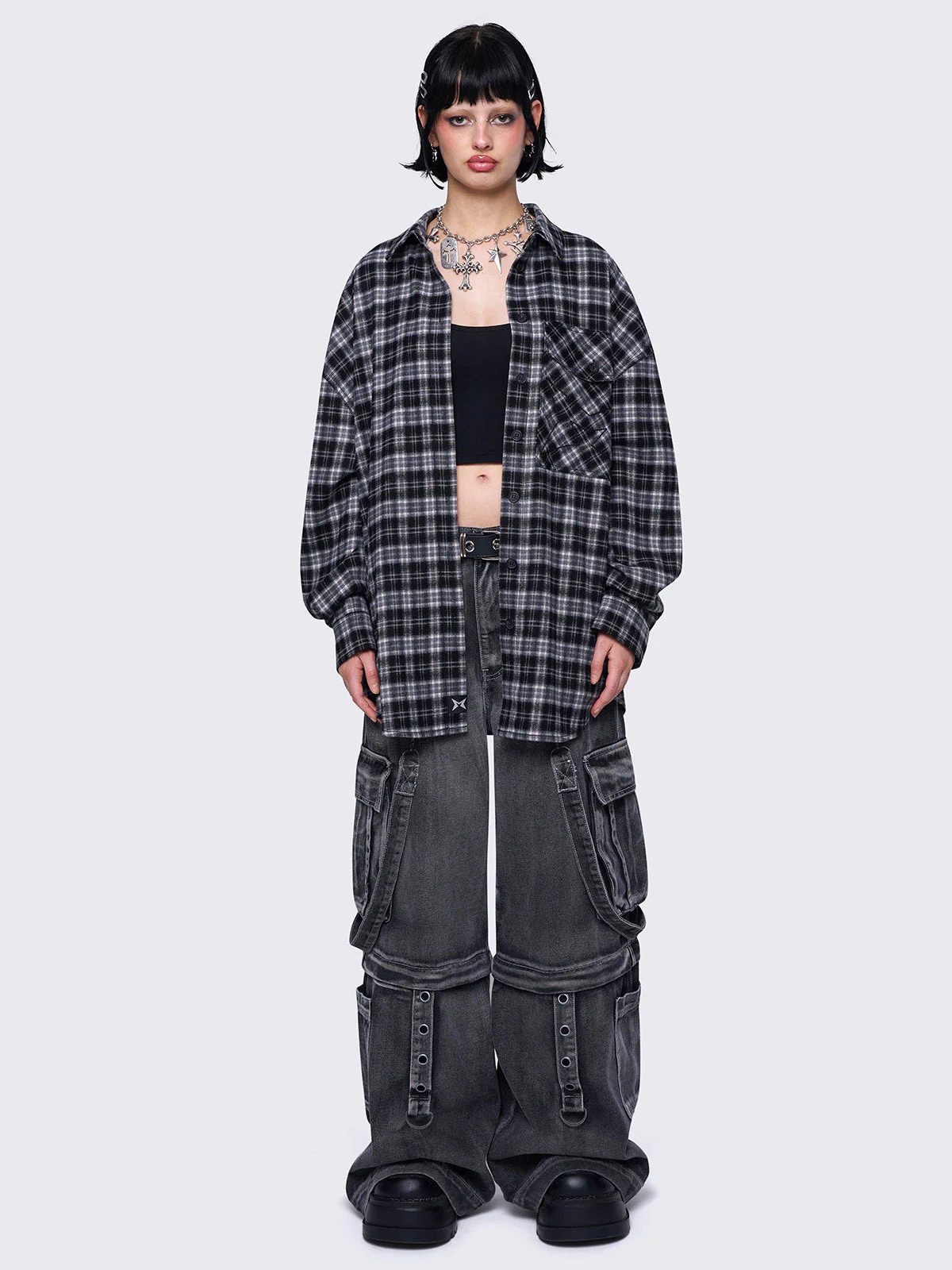 Minga Harper Black Plaid Shirt