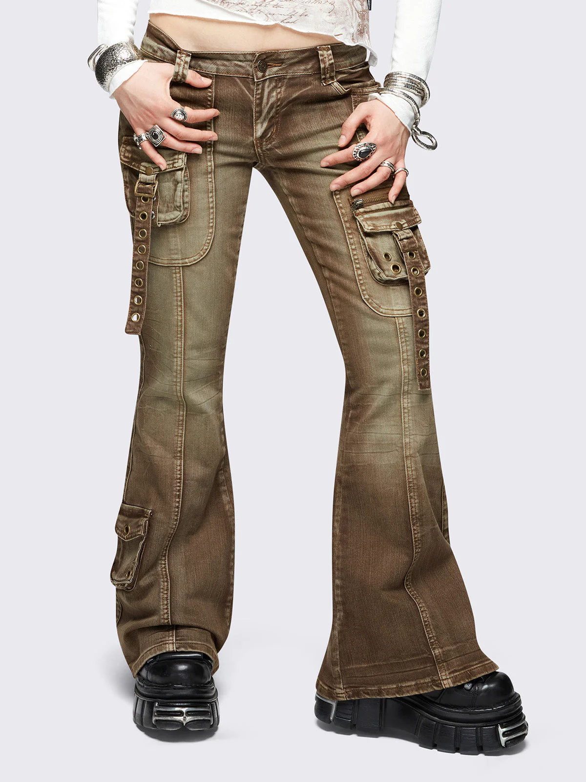 Minga Elsie Brown Flared Jeans