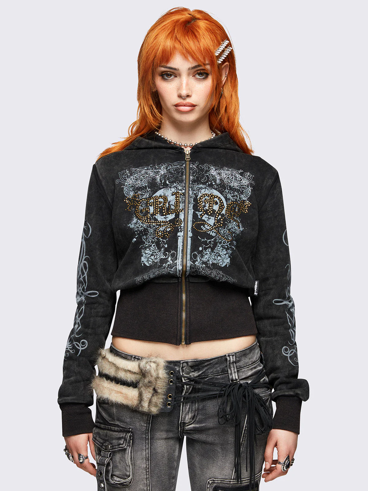 Minga Grime Washed Zip Up Hoodie