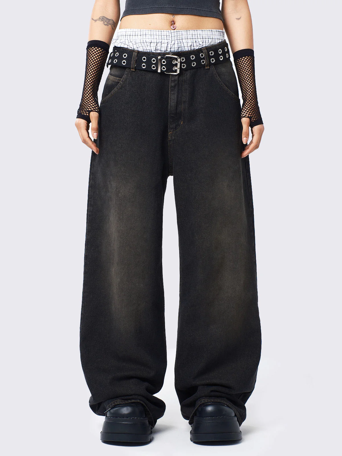 Minga Echo Black Overdye Baggy Jeans