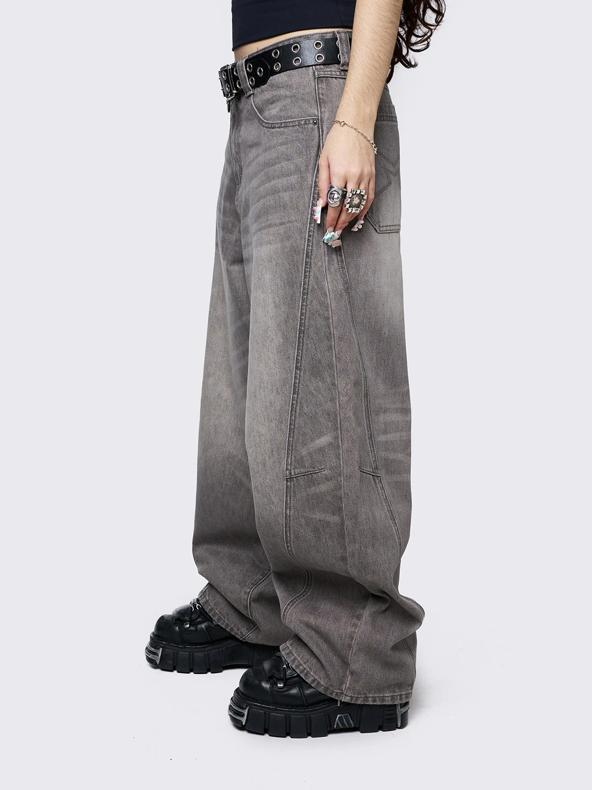 Minga Grey Super Baggy Jeans
