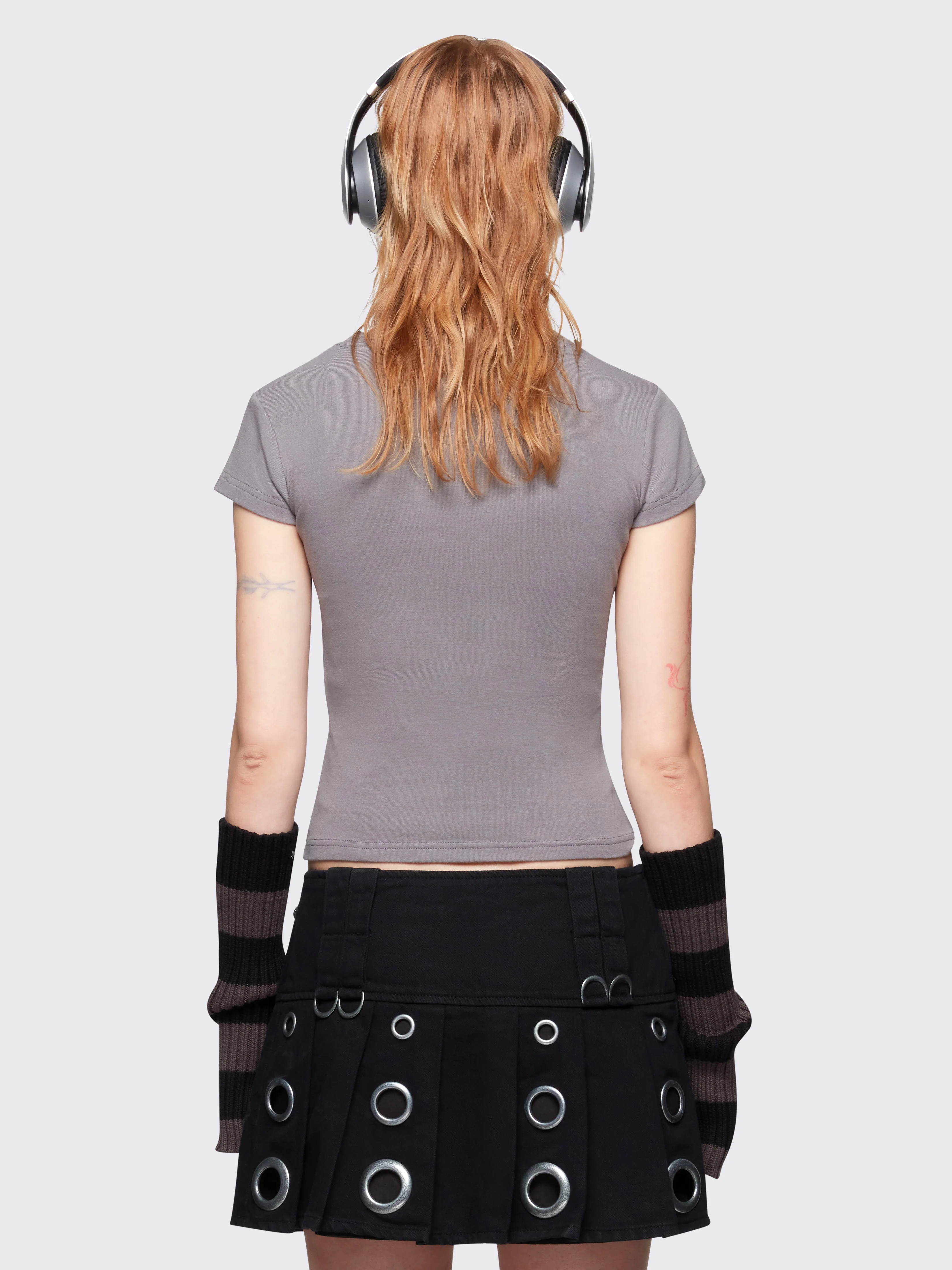 Minga Angel Wings Grey Baby Tee