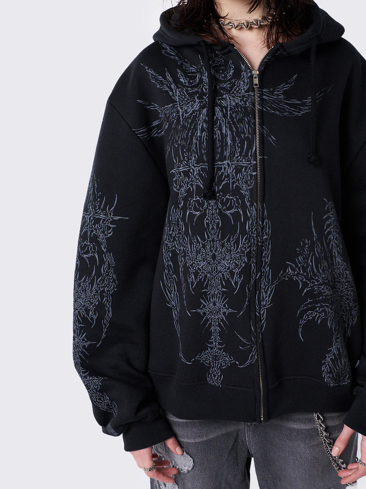 Minga Enigmatic Black Zip Up Hoodie