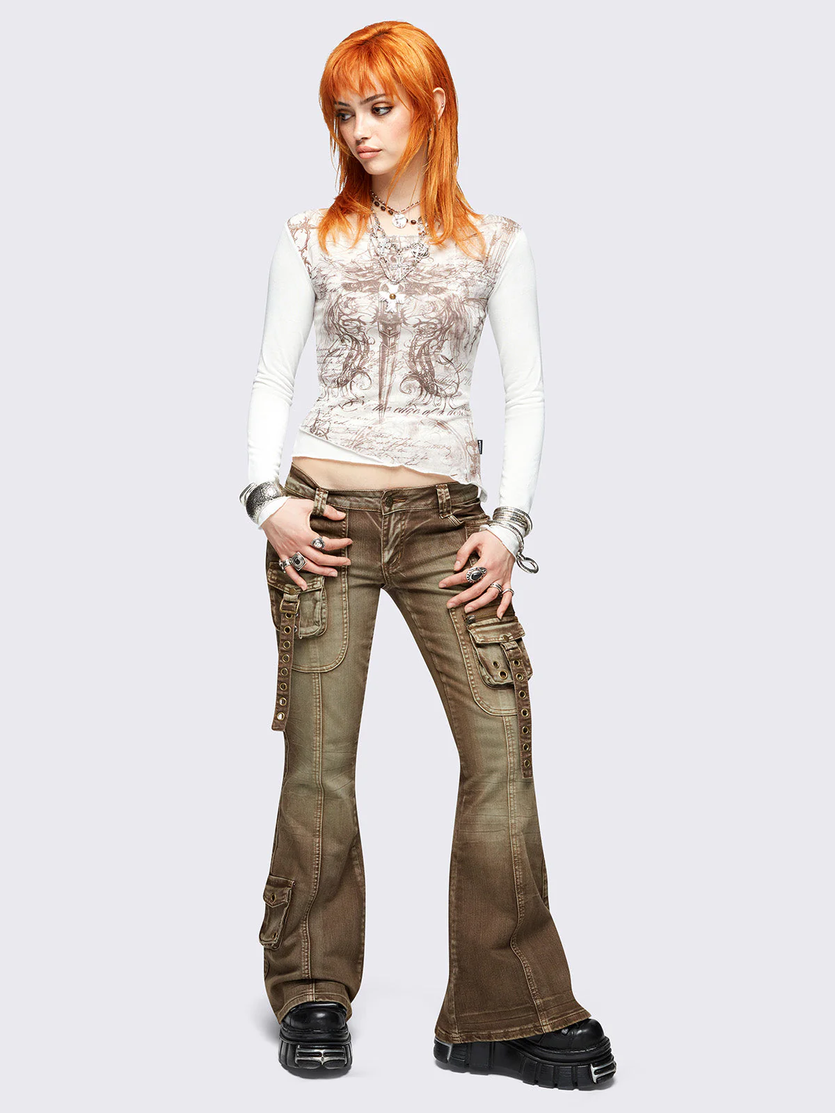 Minga Elsie Brown Flared Jeans