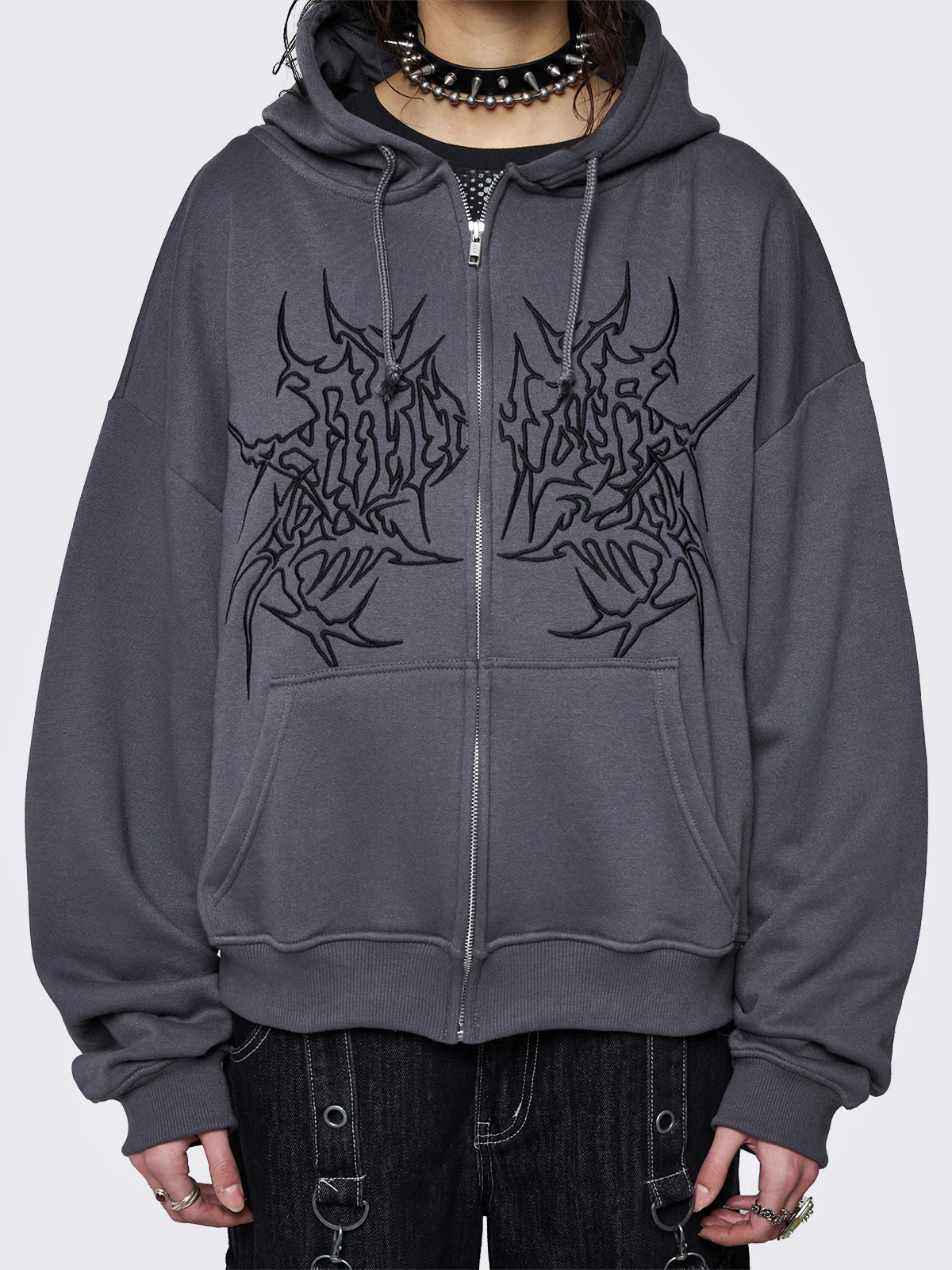 Minga Minga Ink Grey Zip Up Hoodie