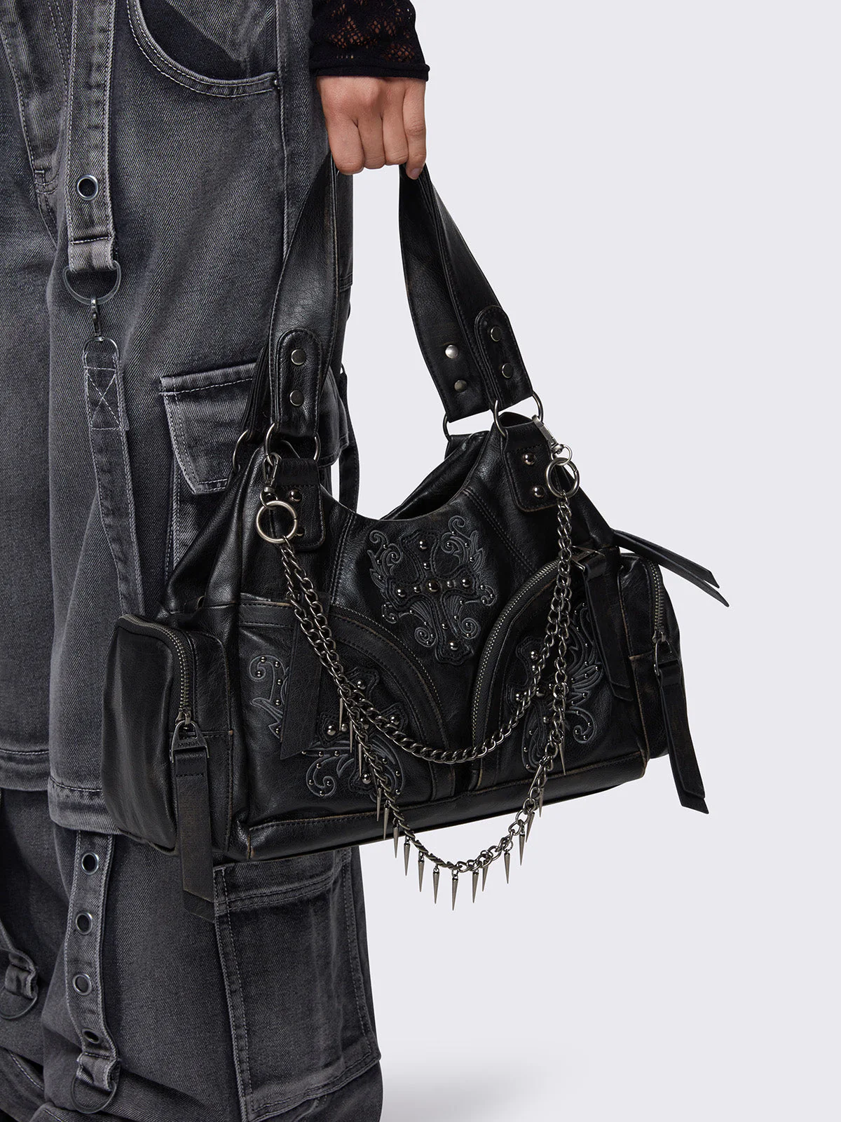 Minga Abyss Black Vegan Shoulder Bag