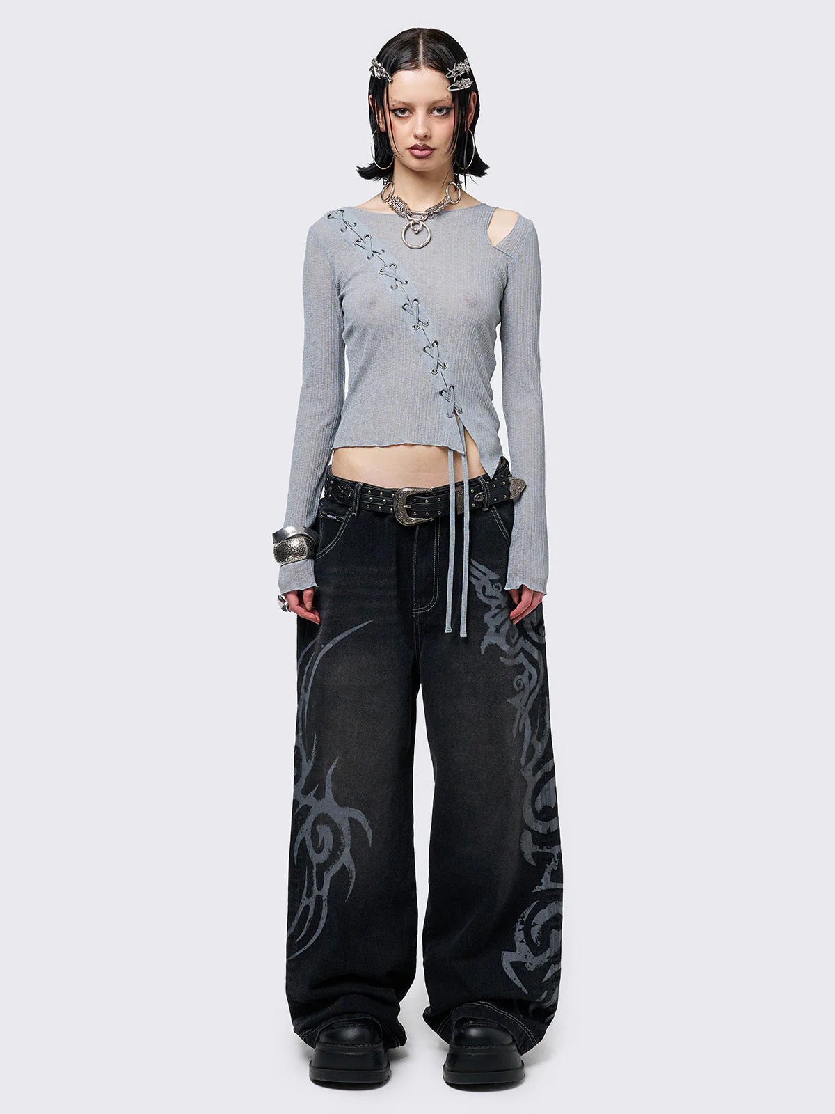 Minga Rave Graphic Baggy Jeans