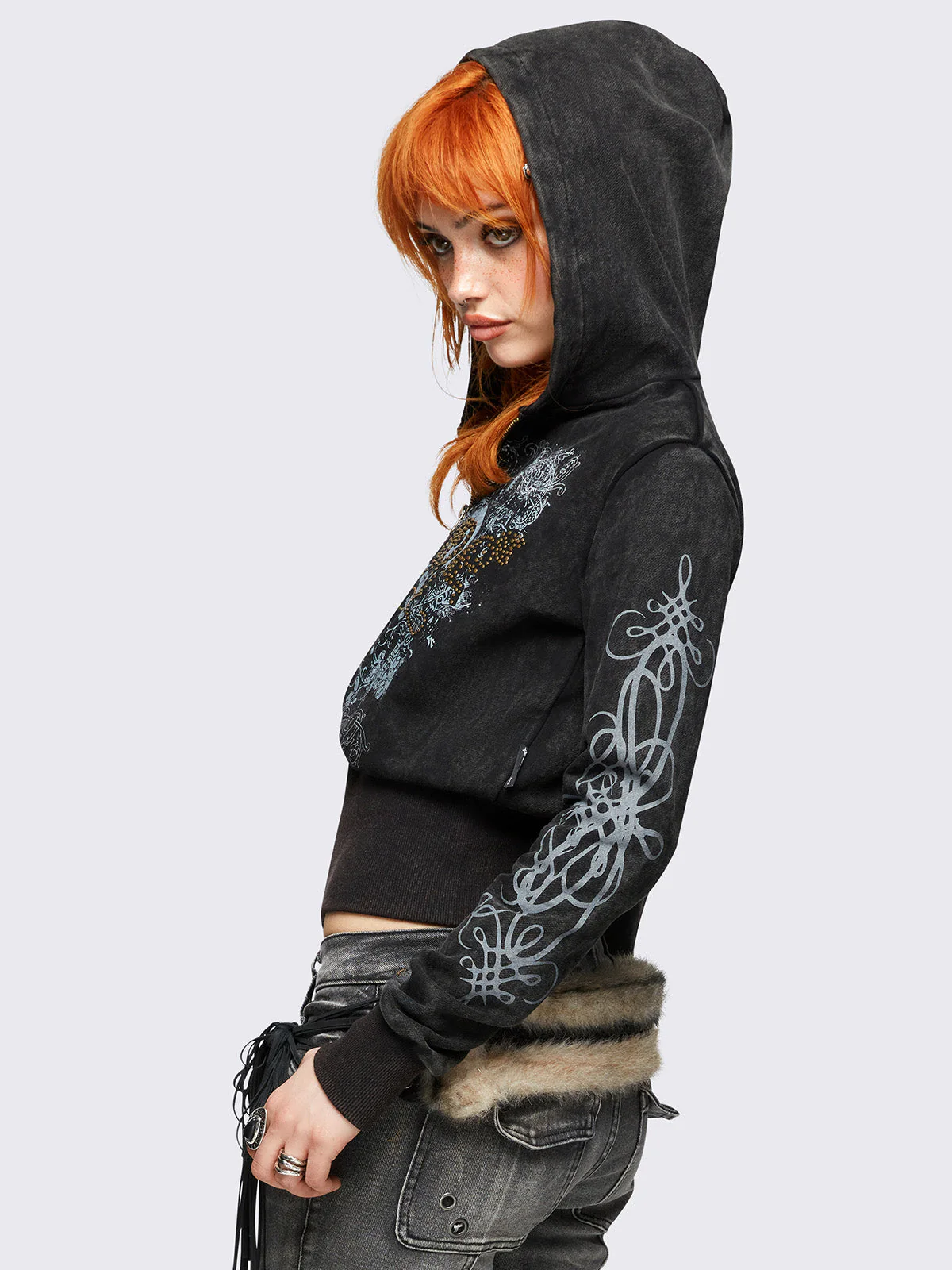 Minga Grime Washed Zip Up Hoodie