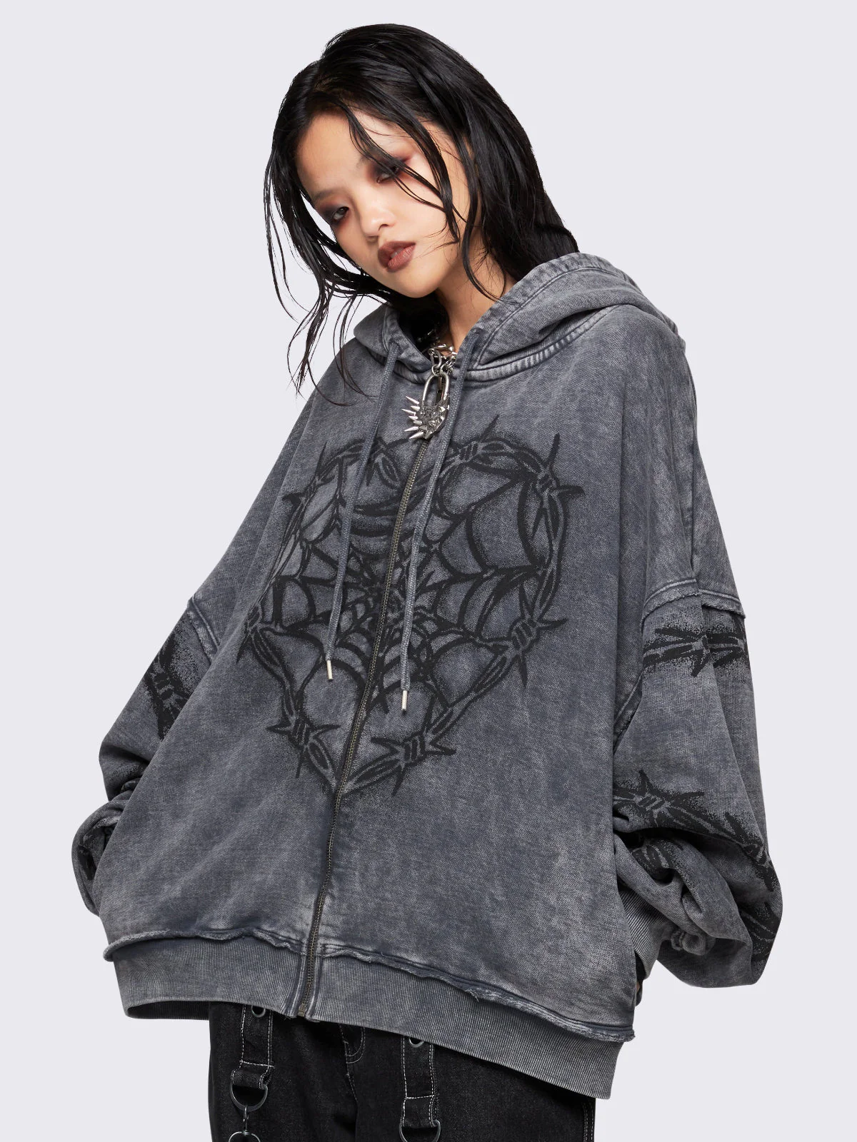 Minga Love Web Washed Zip Up Hoodie
