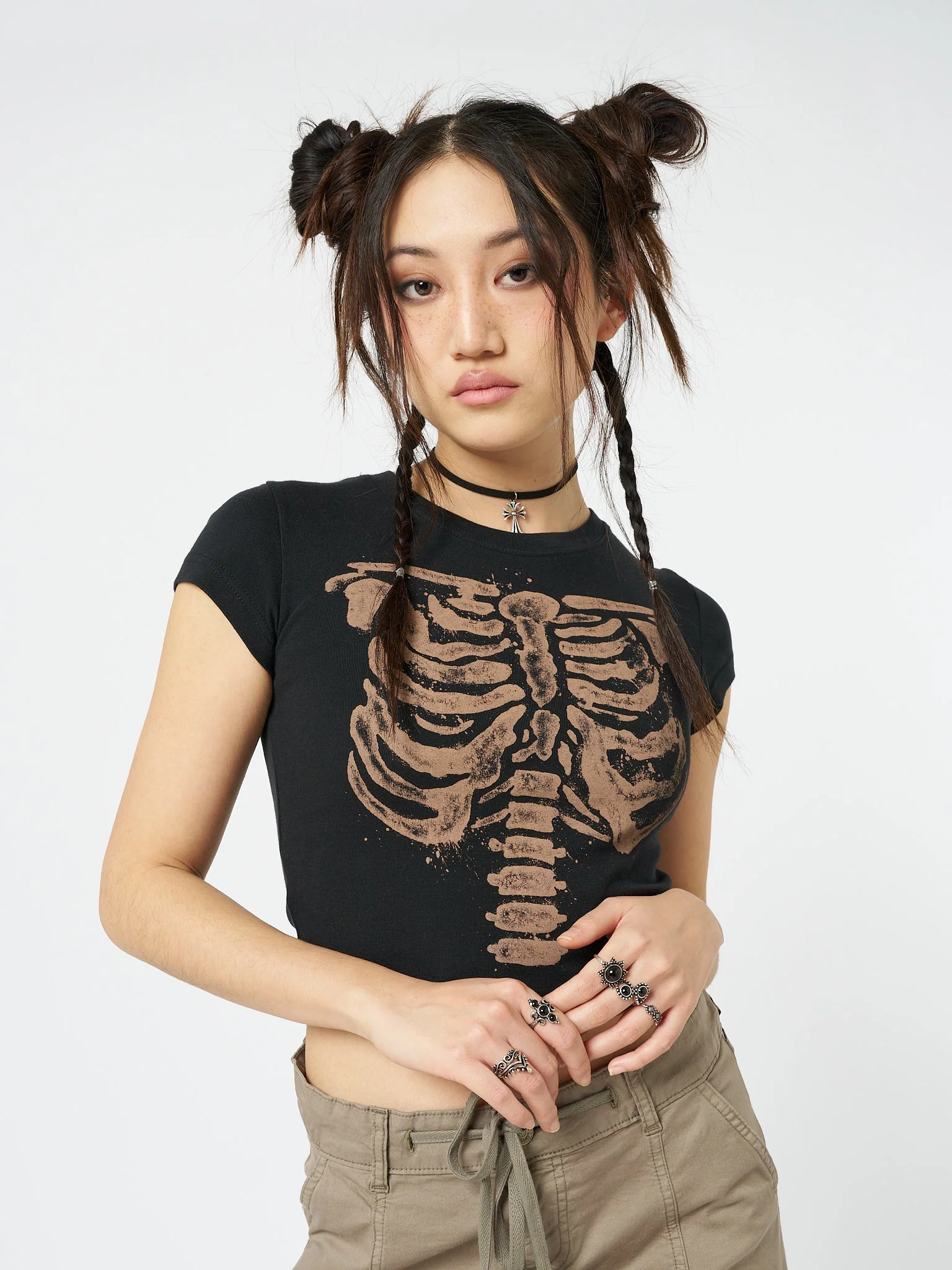Minga Skeleton Black Baby Tee