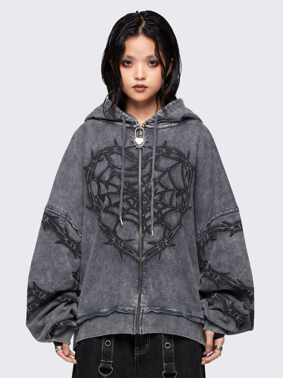 Minga Love Web Washed Zip Up Hoodie