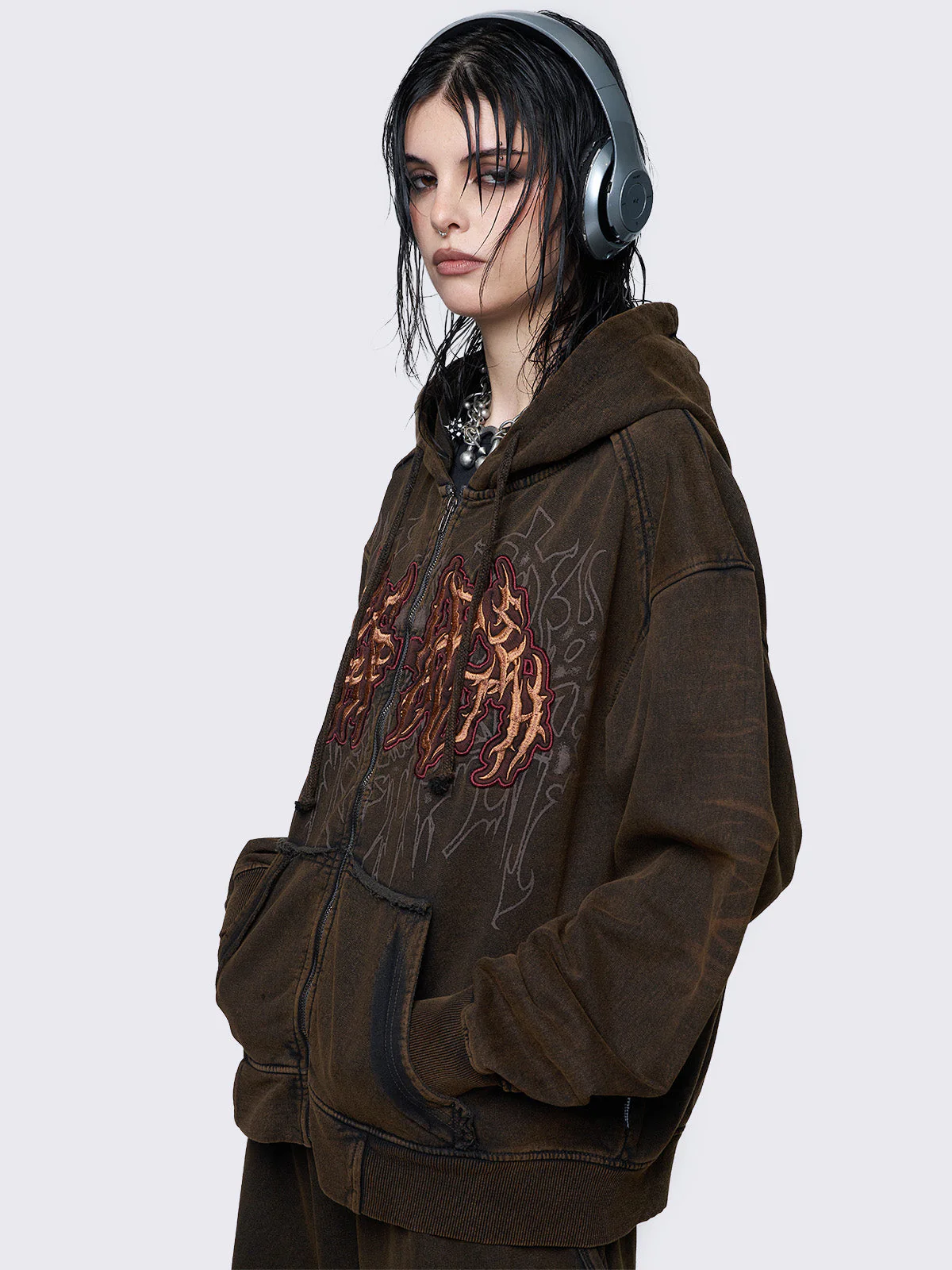 Minga Faith Washed Zip Up Hoodie