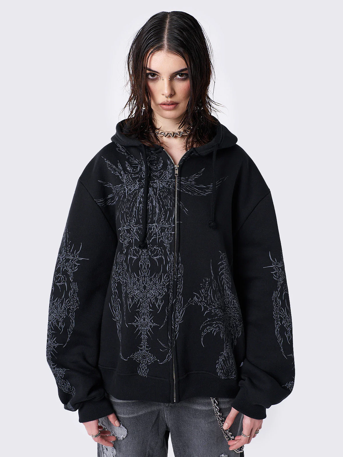 Minga Enigmatic Black Zip Up Hoodie