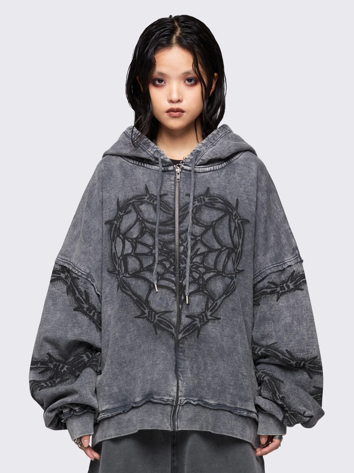 Minga Love Web Washed Zip Up Hoodie