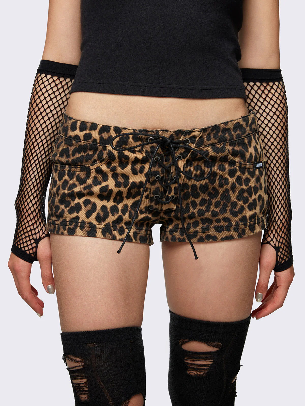 Minga Grrrl Power Leopard Hot Pants