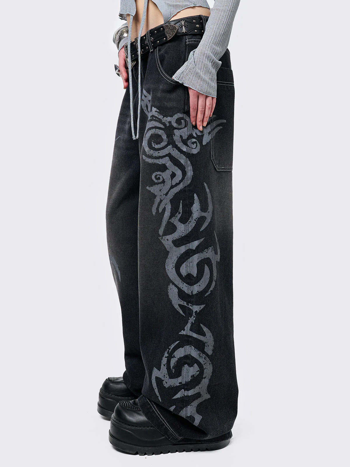 Minga Rave Graphic Baggy Jeans