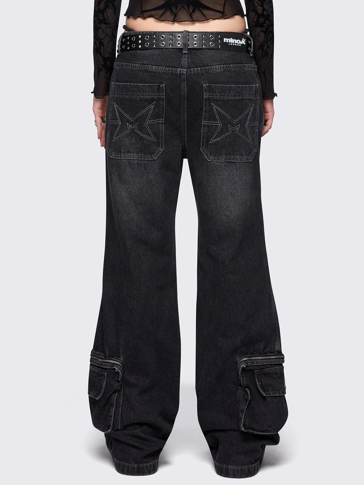 Minga Crush Black Baggy Flare Jeans