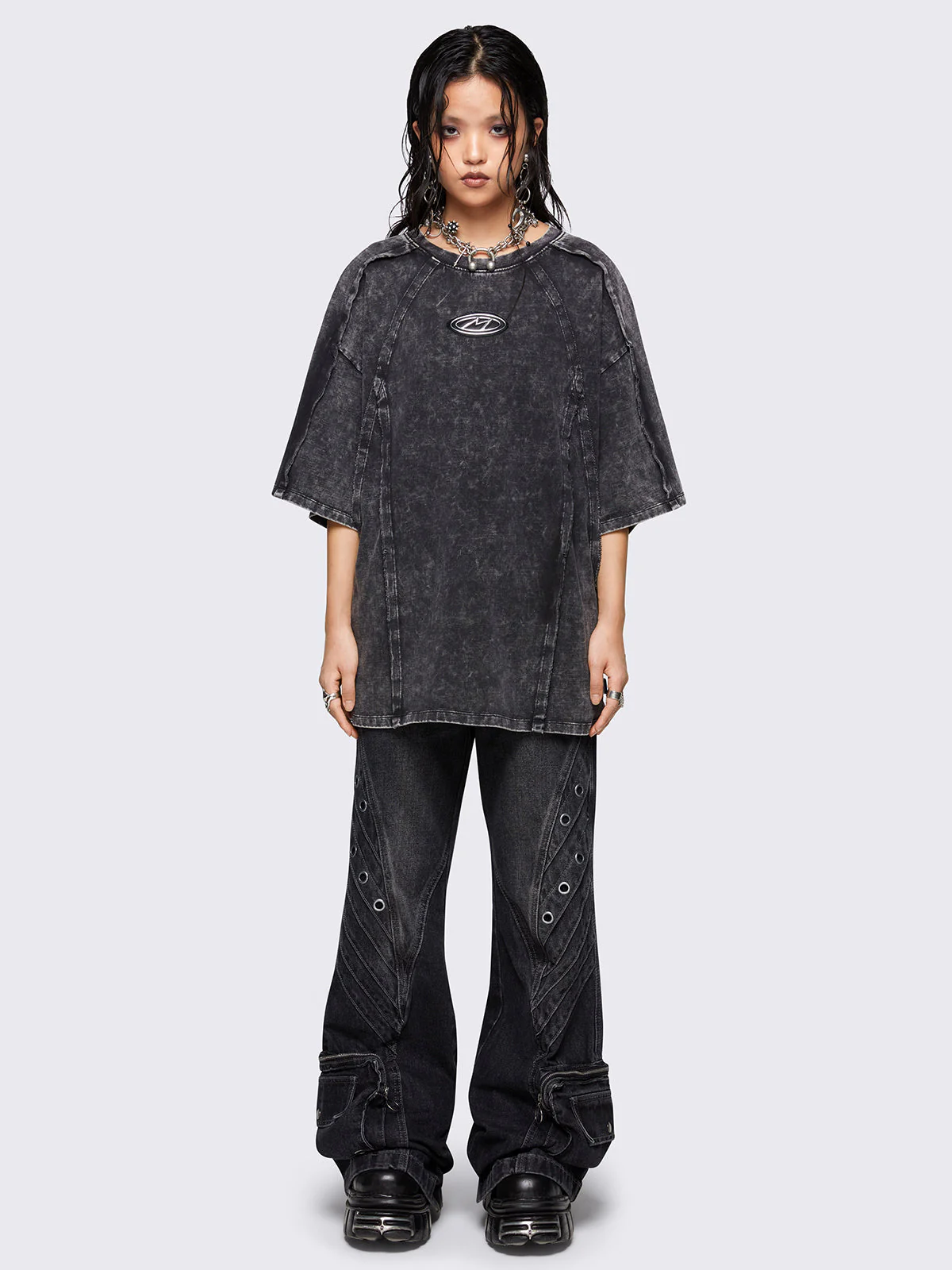 Minga Nox Grey Washed T-Shirt