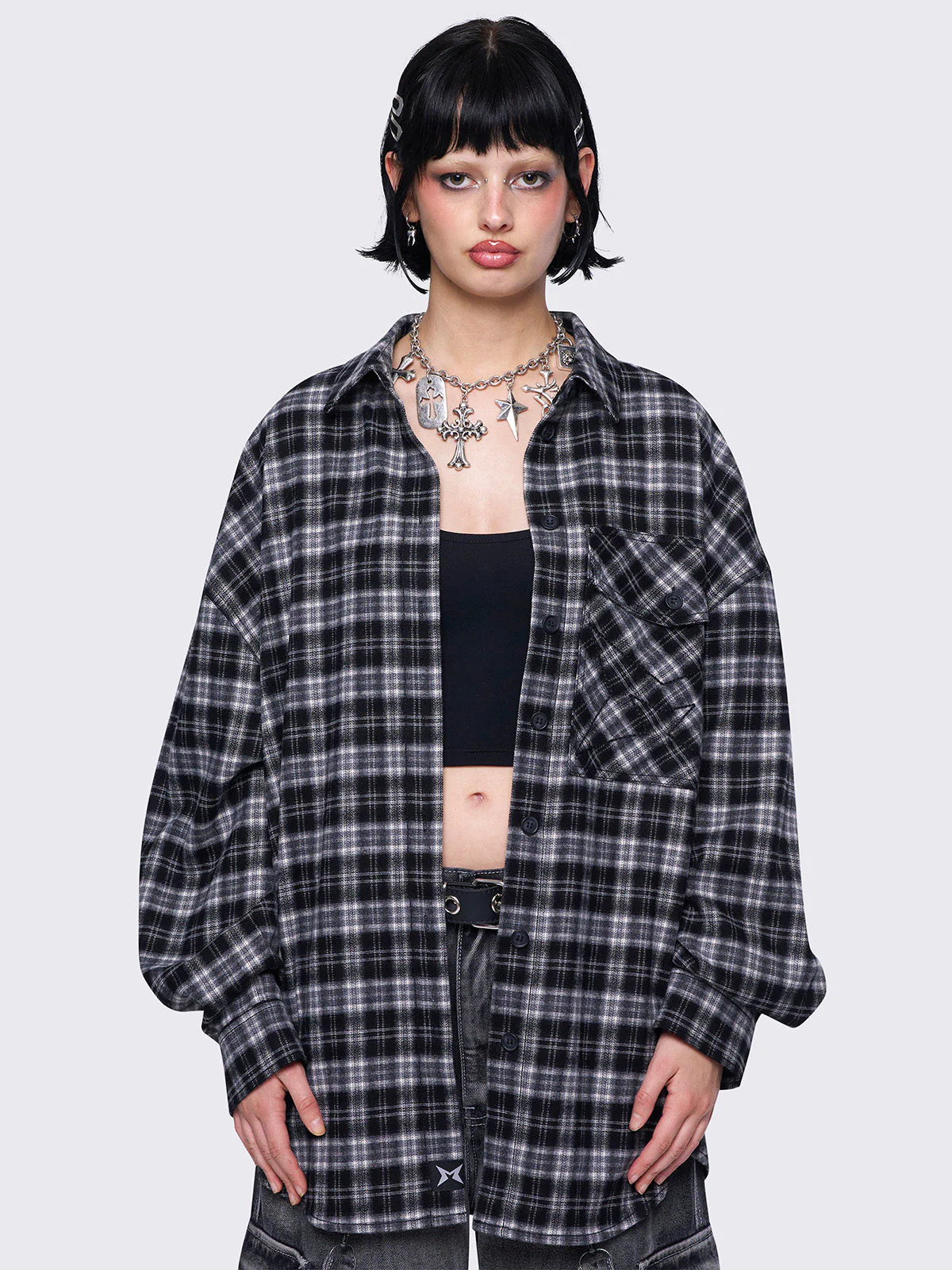 Minga Harper Black Plaid Shirt