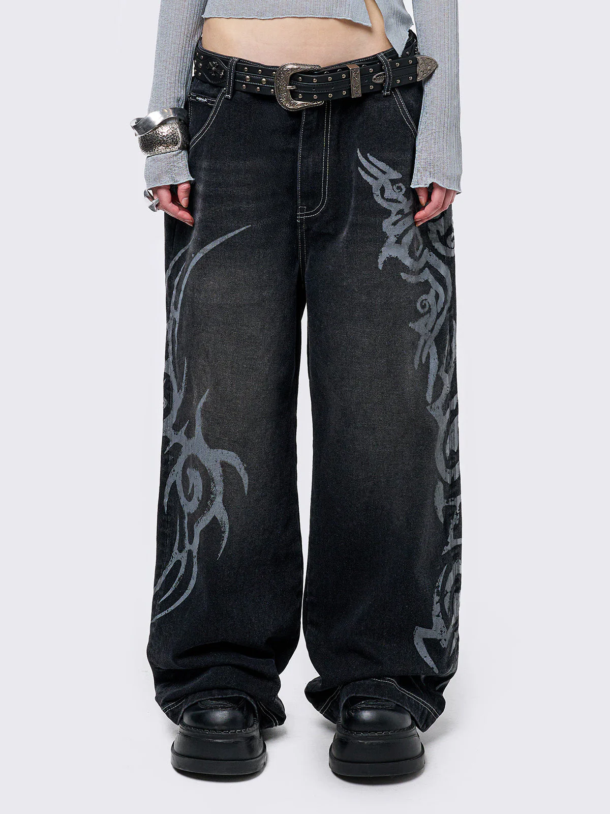 Minga Rave Graphic Baggy Jeans