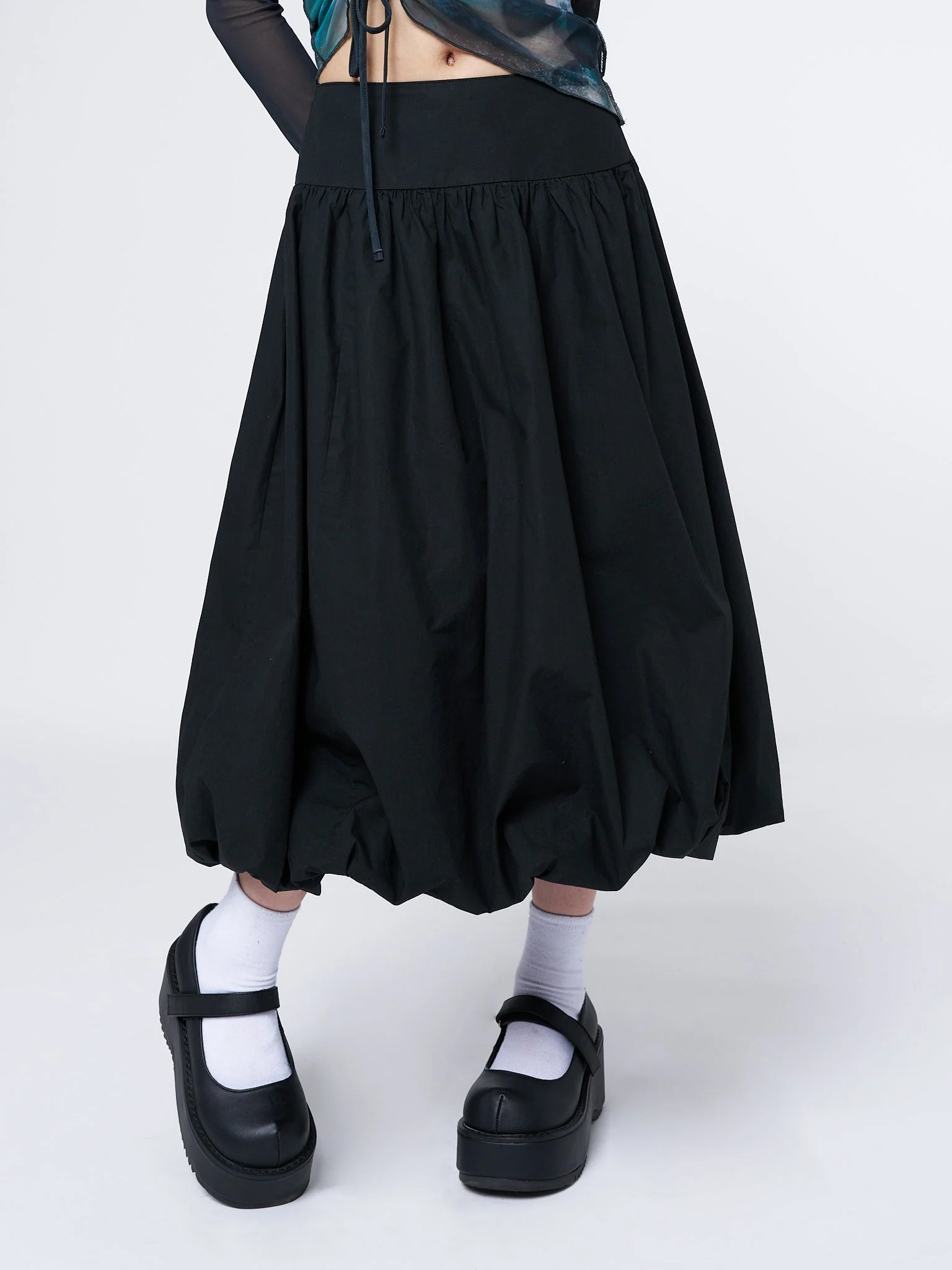 Minga Suya Black Bubble Midi Skirt