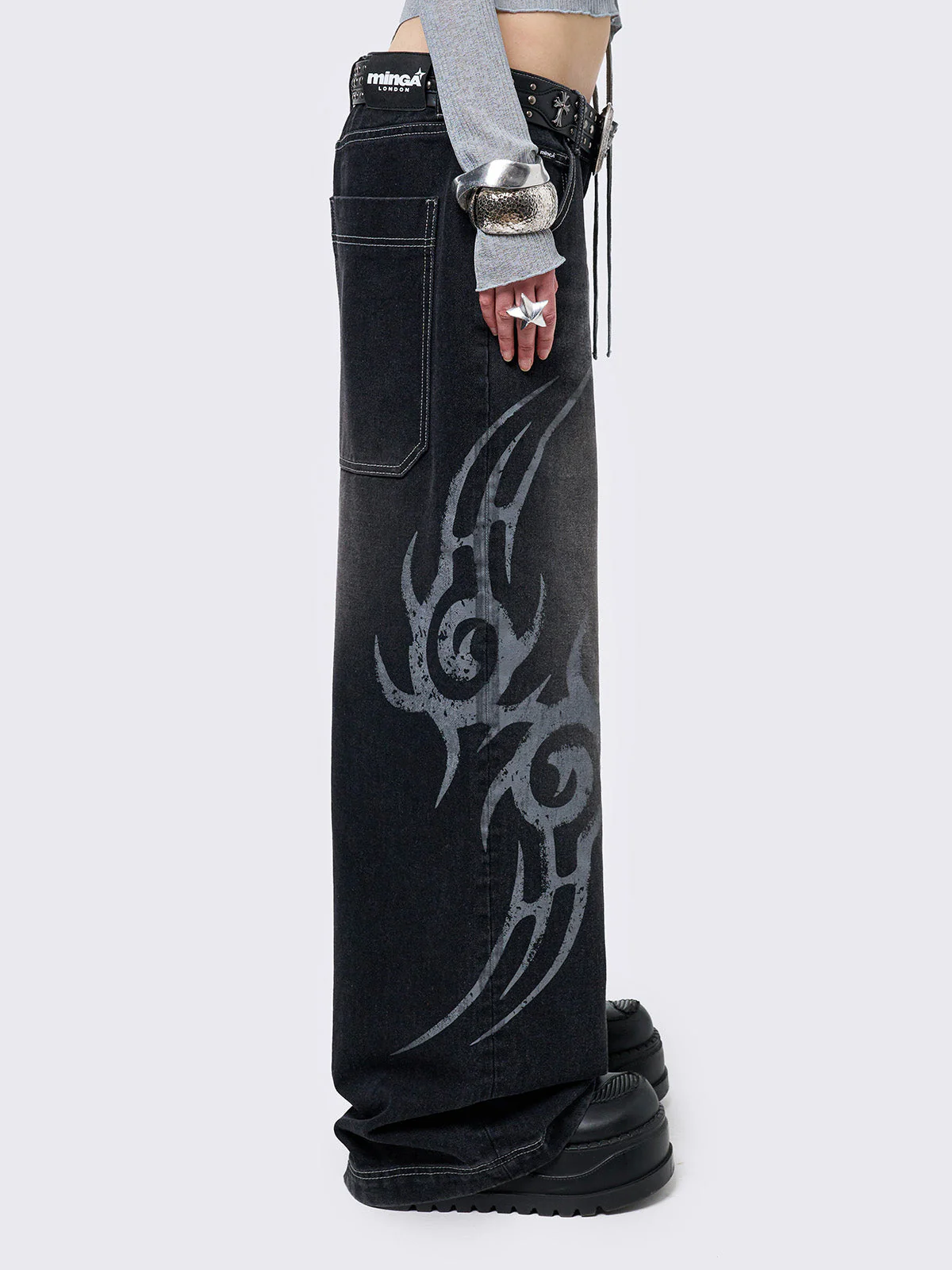 Minga Rave Graphic Baggy Jeans