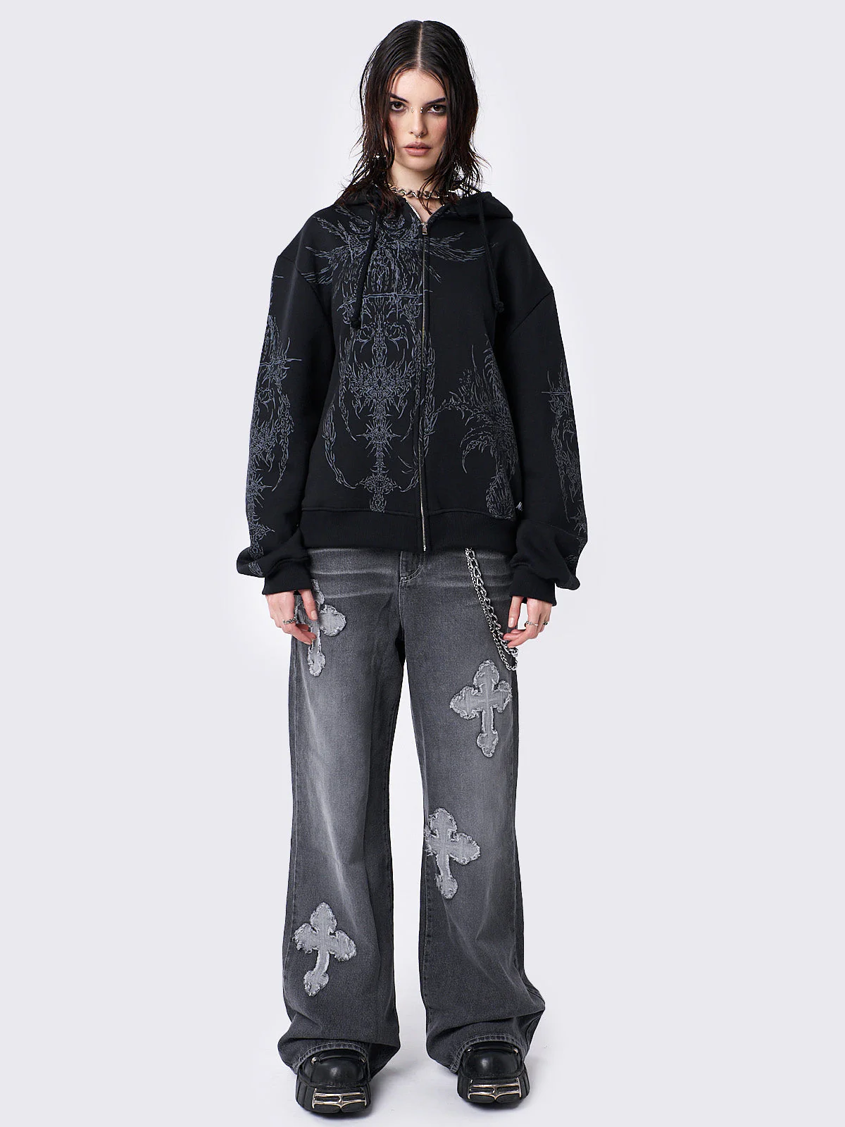 Minga Enigmatic Black Zip Up Hoodie