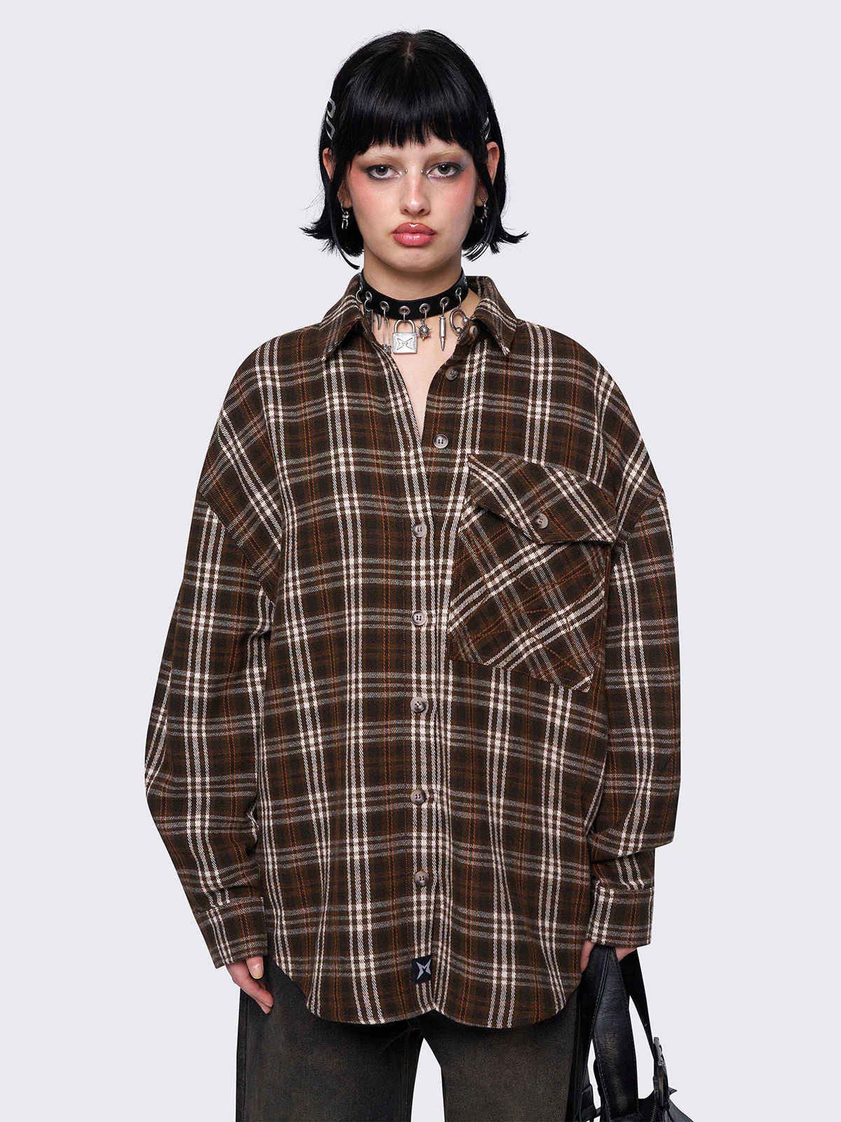 Minga Harper Brown Plaid Shirt