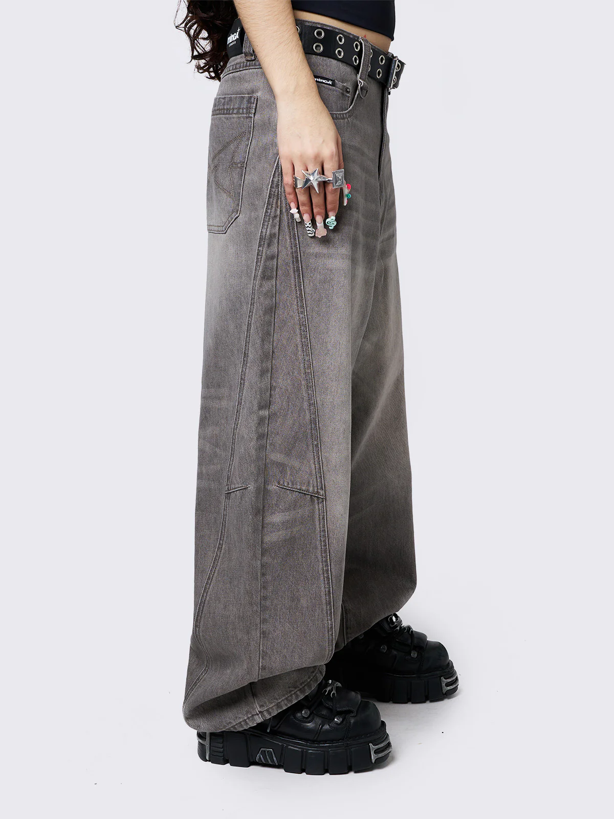 Minga Grey Super Baggy Jeans