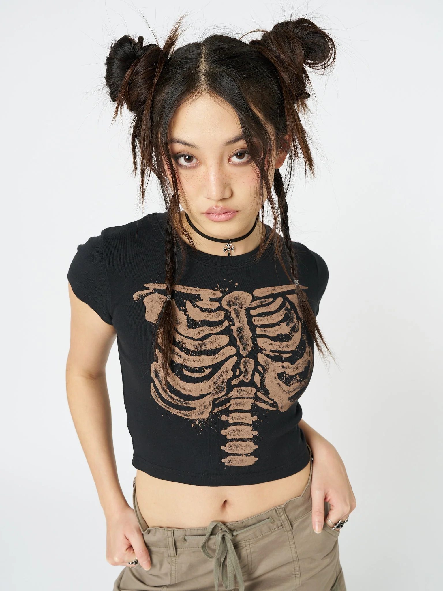 Minga Skeleton Black Baby Tee