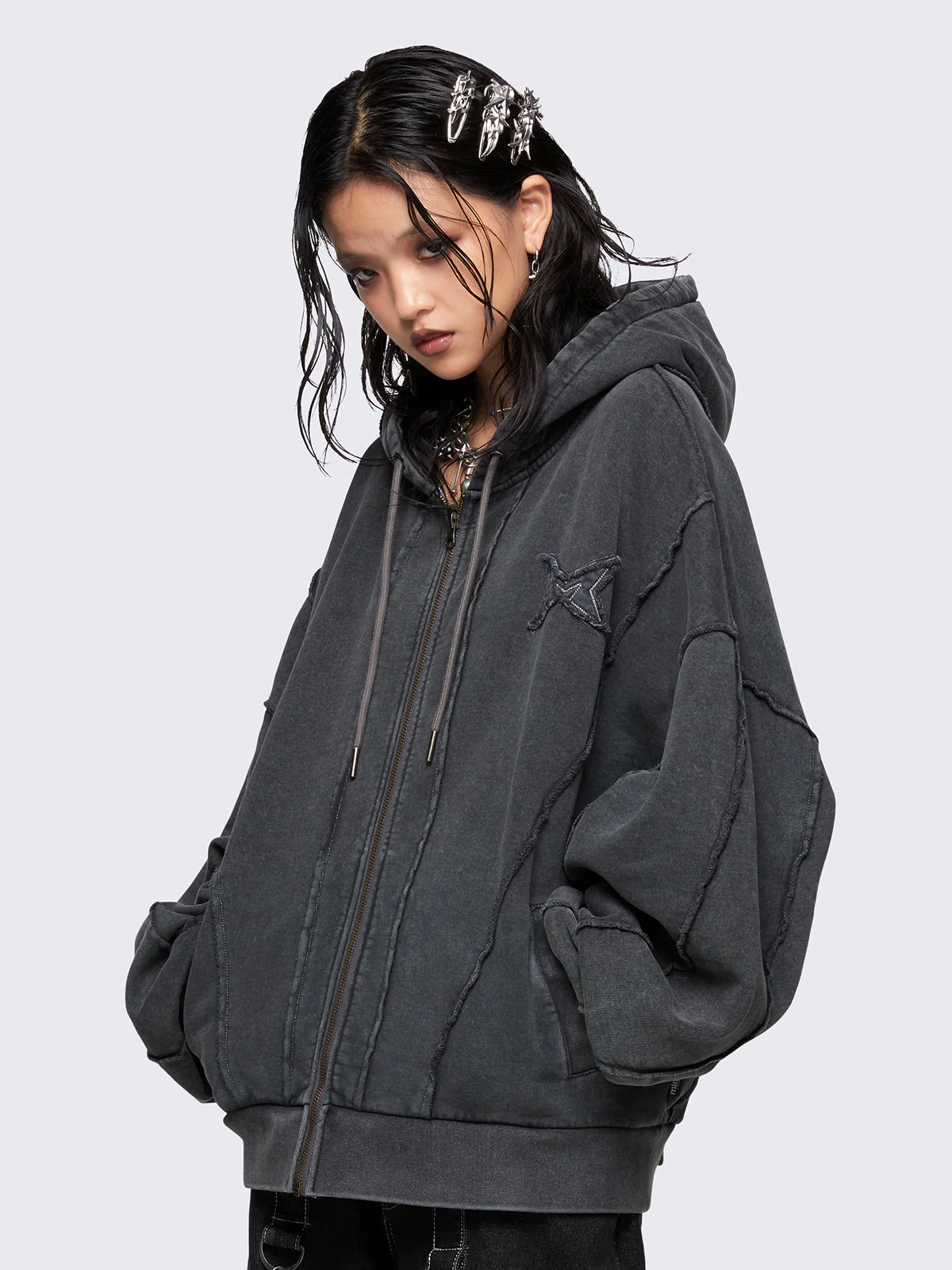 Minga Iron Washed Zip Up Hoodie