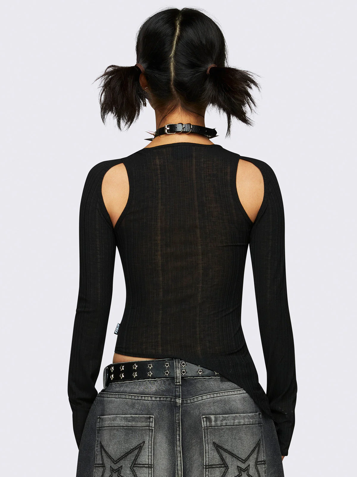 Minga Kallie Black Cut-Out Top
