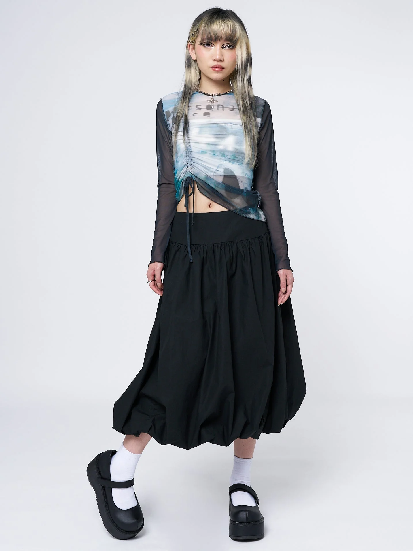Minga Suya Black Bubble Midi Skirt