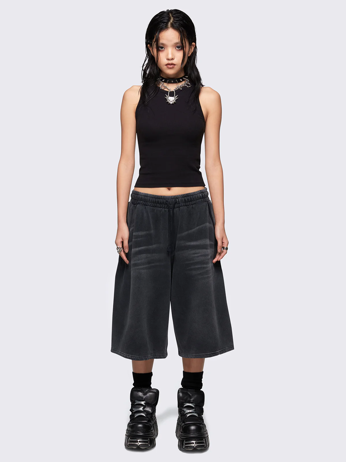 Minga Lex Black Washed Sweat Shorts