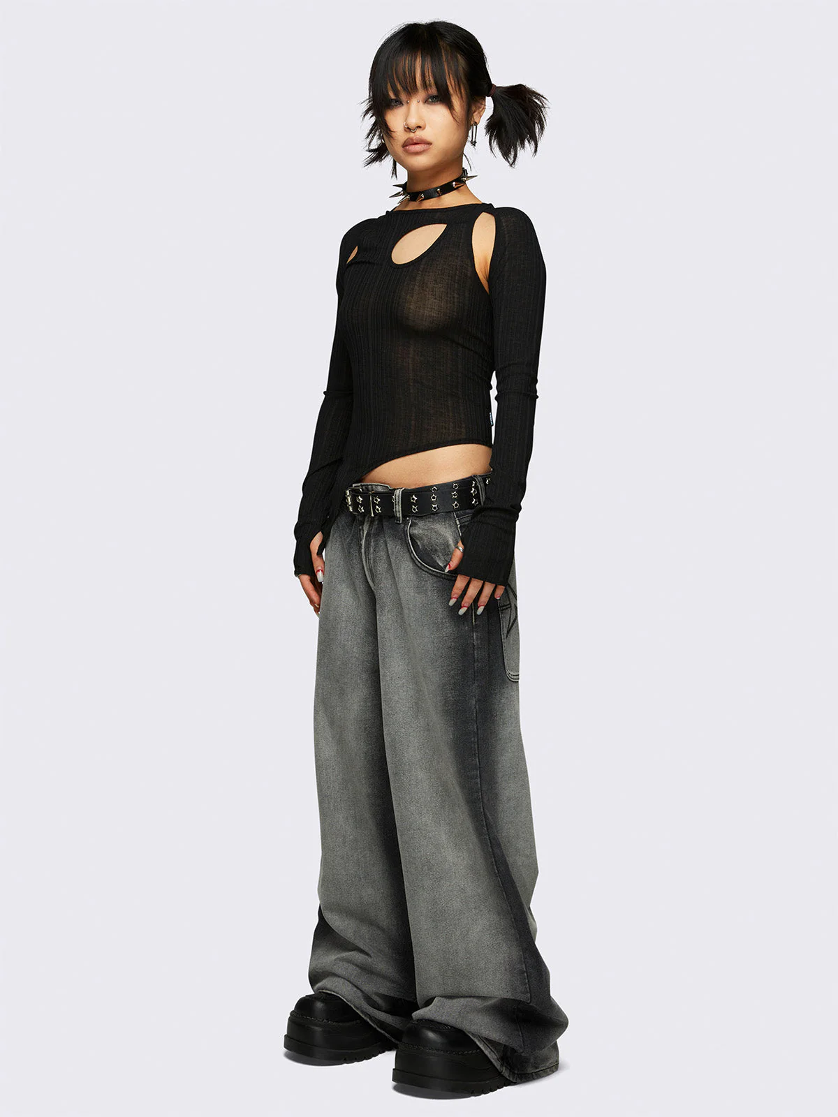 Minga Kallie Black Cut-Out Top