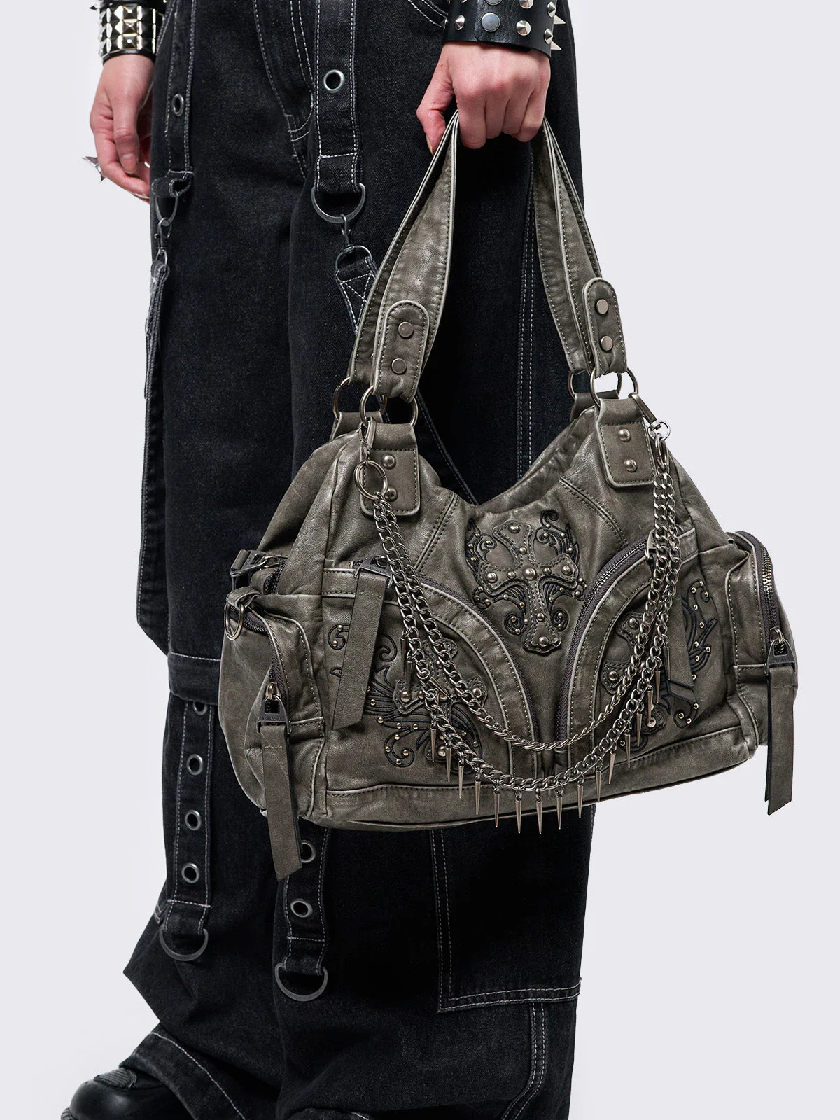 Minga Abyss Grey Vegan Shoulder Bag