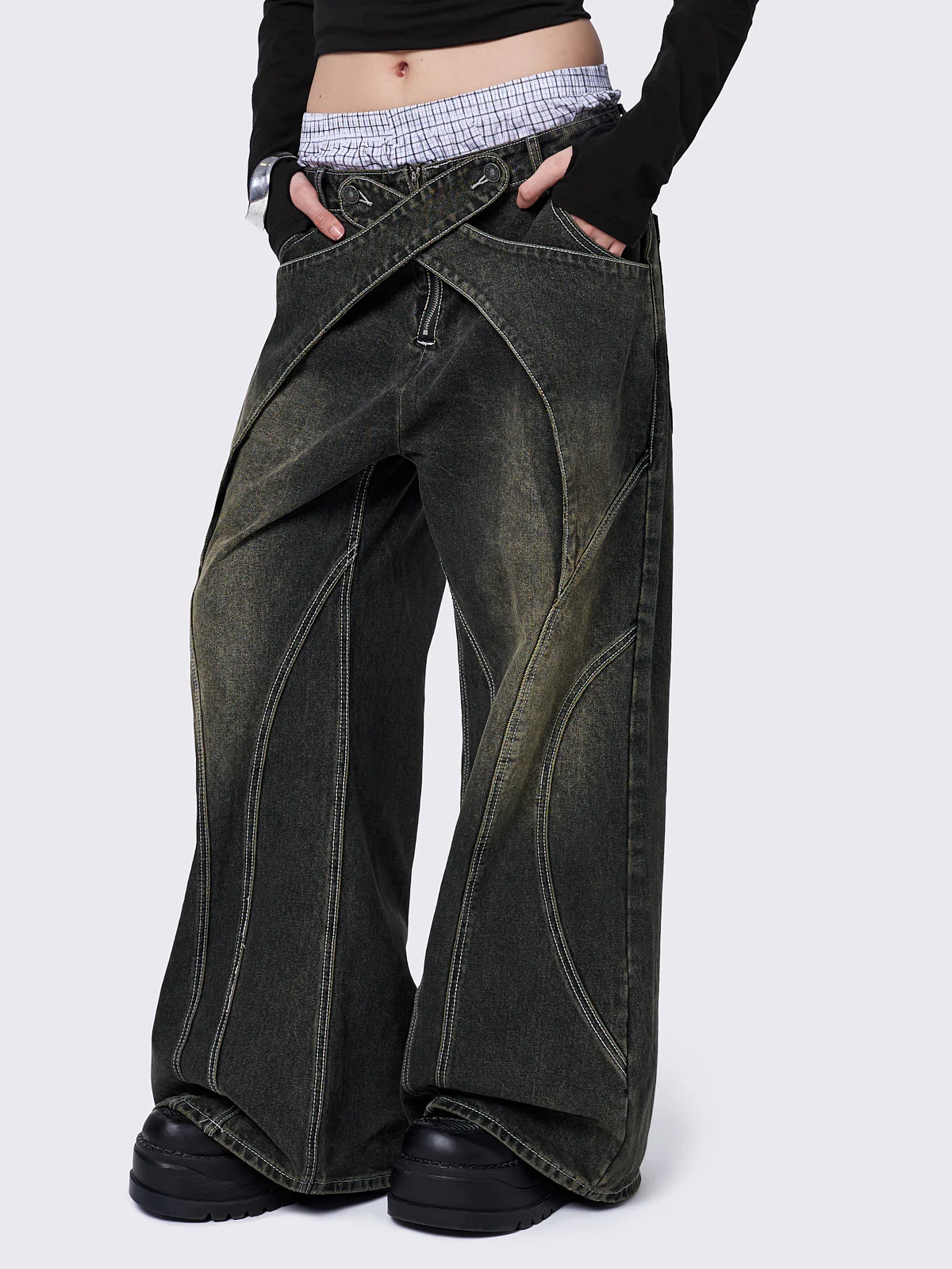 Minga Kim Green Baggy Jeans
