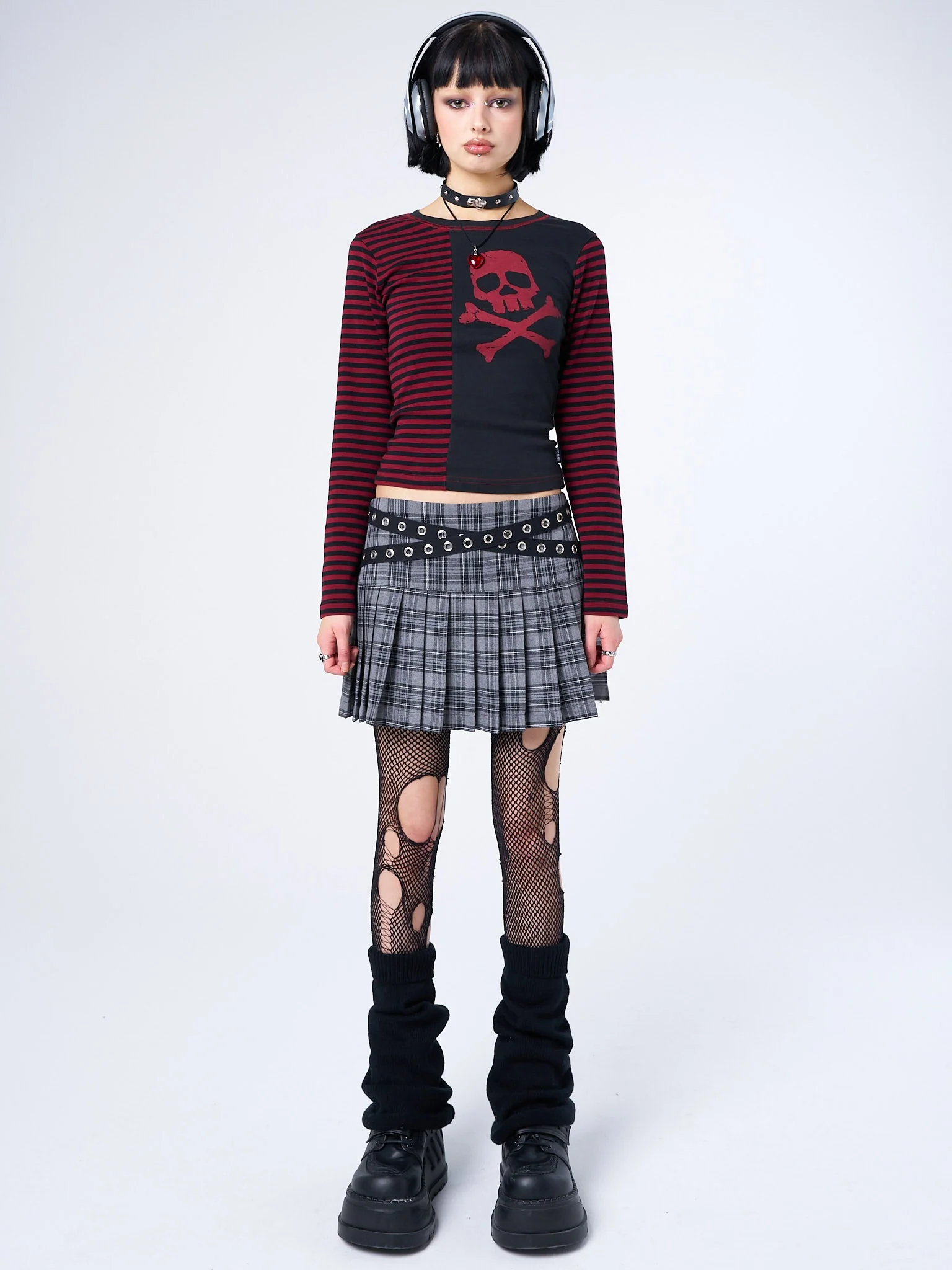 Minga Meryl Grey & Black Tartan Mini Skirt