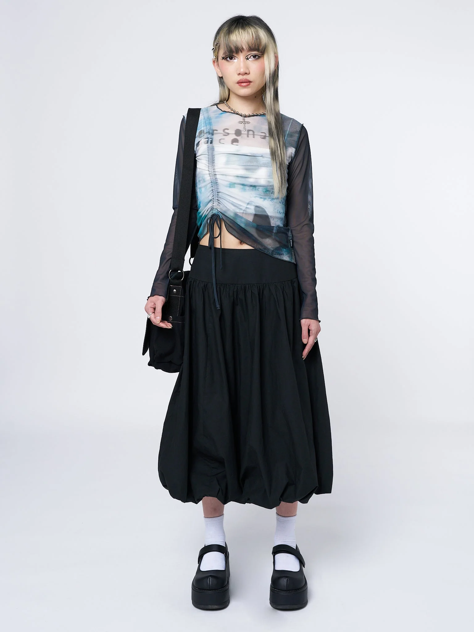 Minga Suya Black Bubble Midi Skirt