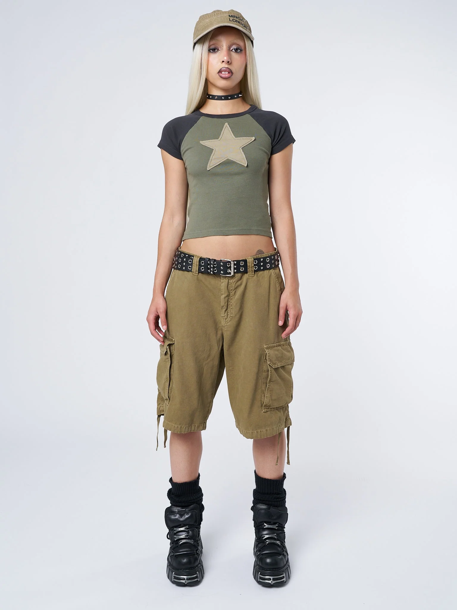 Minga Starlight Khaki Raglan Baby Tee