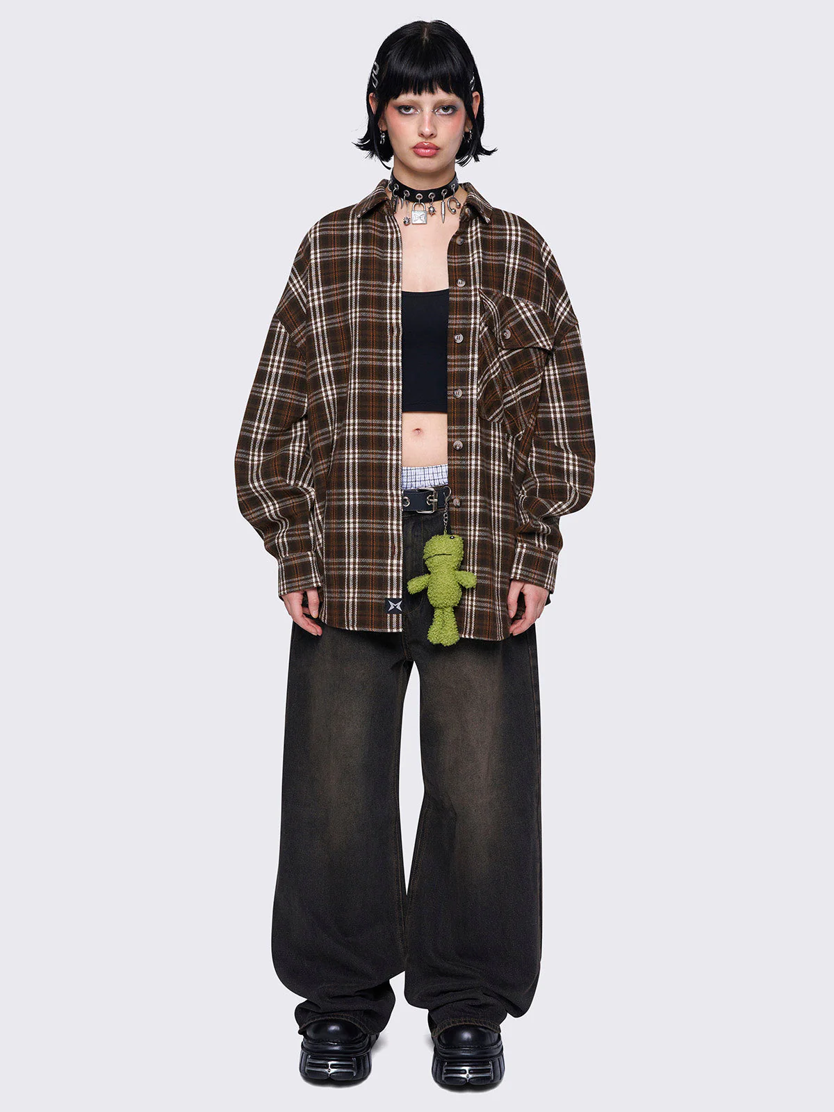 Minga Harper Brown Plaid Shirt