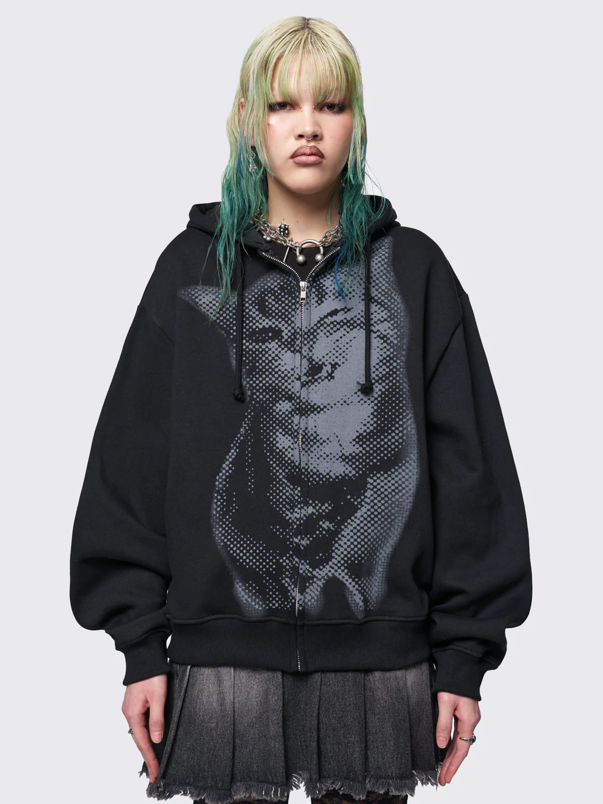 Minga Pixel Kitty Zip Up Hoodie